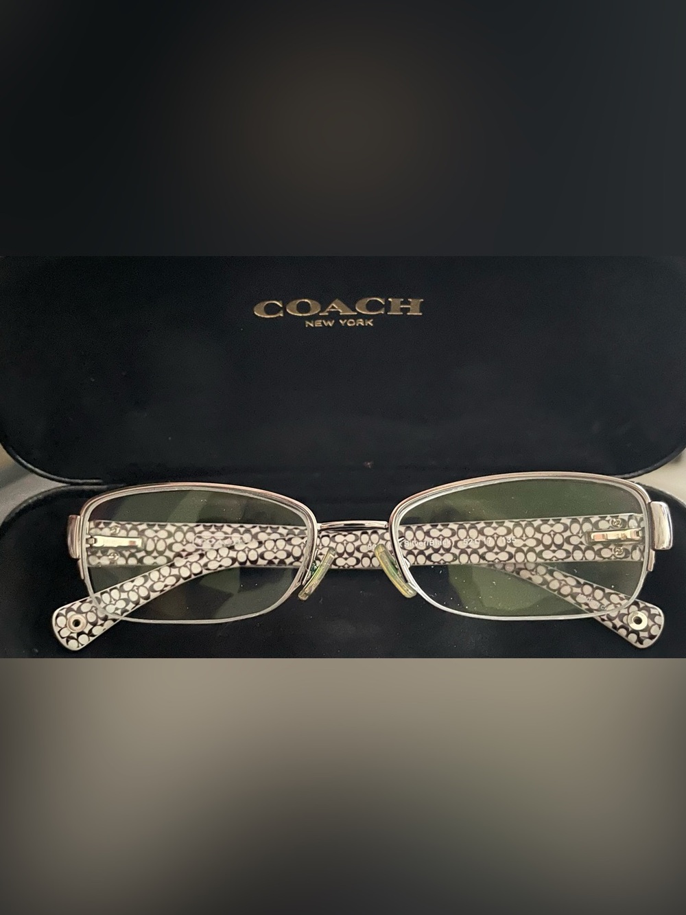 Coach Women's Patterned Rectangle Glasses - Black & White